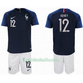 Camisolas de Futebol França HENRY 12 2 star Criança Equipamento Principal Copa do Mundo 2018 Manga Curta